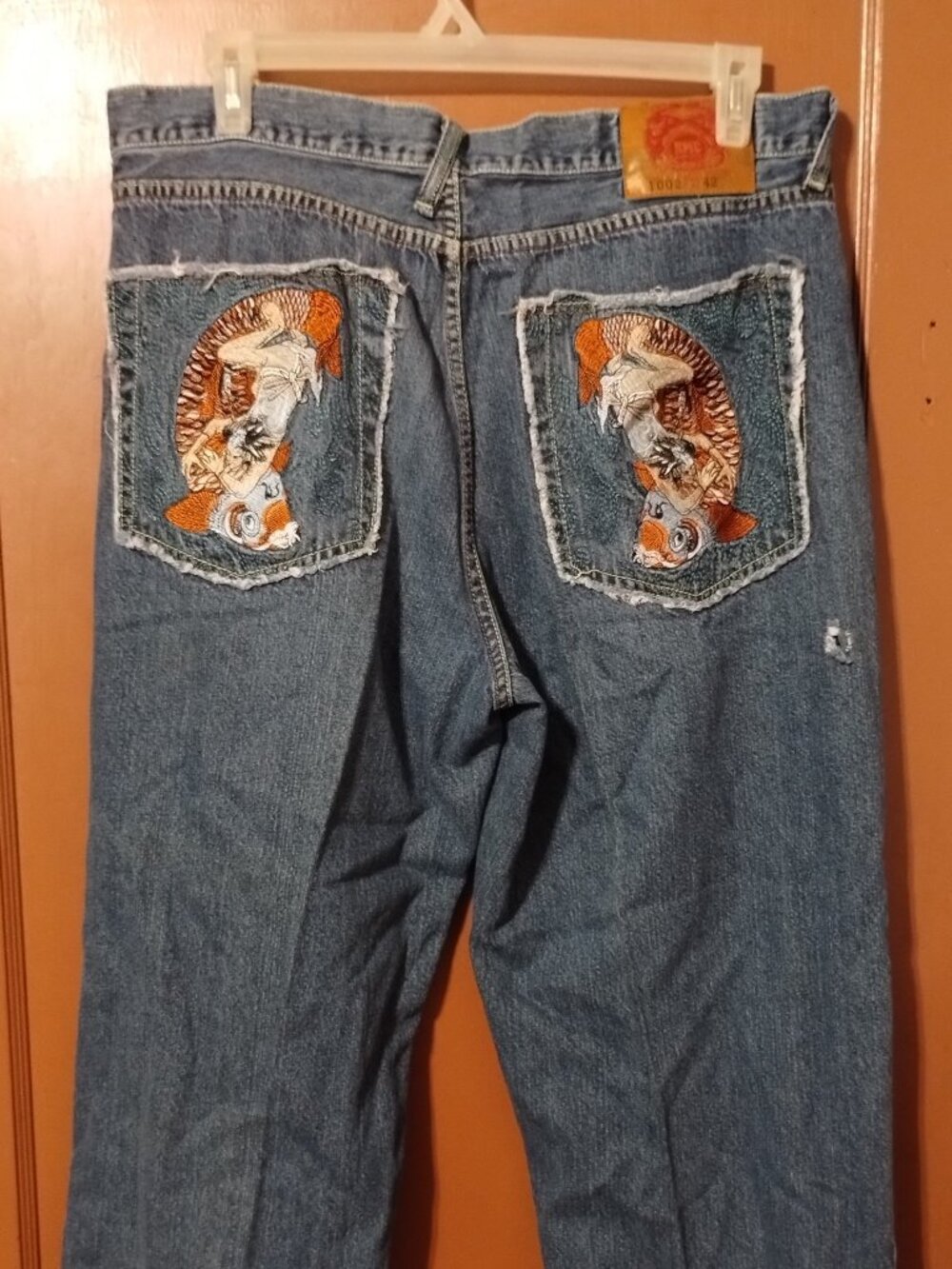 Red Monkey Jeans VTG Mens 38 Embroidered koi Pocket Japanese Denim Y2K Baggy RMC